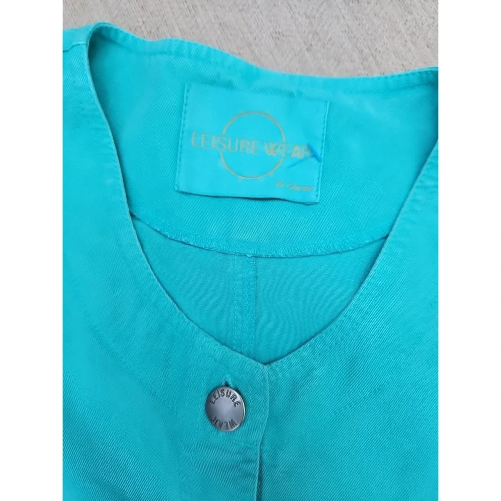Vintage Leisure‎ Wear Lyocell Outfit Pants Shirt Teal Y2K 90s Lounge Casual LG